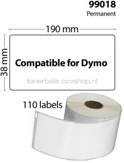 FLWR Dymo 99018 10-Pack 38 mm x 190 mm  wit
