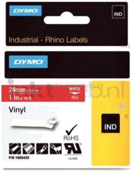 Dymo 1805429 wit op rood breedte 24 mm