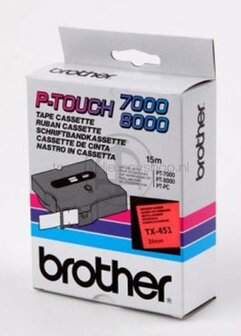 Brother TX-451 zwart op rood breedte 12 mm
