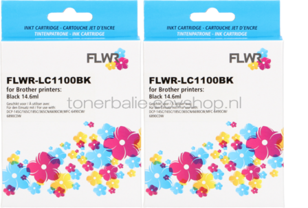 FLWR Brother LC-1100BK 2-pack zwart