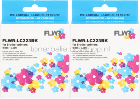 FLWR Brother LC-223BK 2-pack zwart