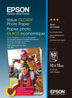 Epson Value Fotopapier Glans | 10x15 | 183 gr/m&sup2; 50 stuks