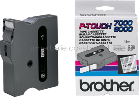 Brother TX-151 zwart op transparant breedte 24 mm