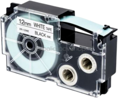 Huismerk Casio XR-12WE zwart op wit breedte 12 mm