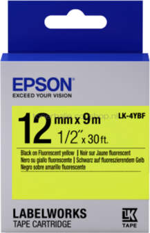 Epson LK-4YBF zwart op geel breedte 12 mm