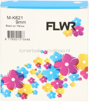 FLWR Brother MK-621 zwart op geel breedte 9 mm