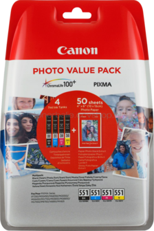 Canon CLI-551 Multipack met fotopapier zwart en kleur