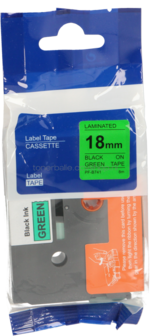 Huismerk Brother TZ-741 zwart op groen breedte 18 mm