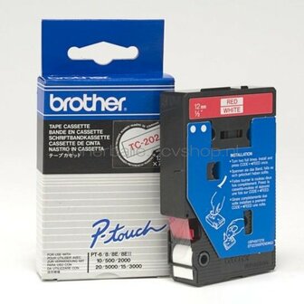 Brother TC-202 rood op wit breedte 12 mm