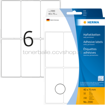 Herma 2590 Permanente papieretiket 40 x 75mm wit