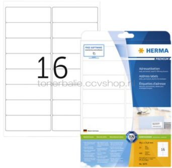 Herma 5075 Premium Permanente papieretiket 99,1 x 33,8mm wit