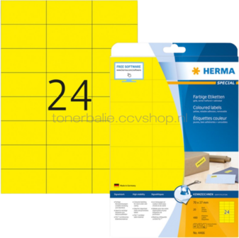 Herma 4466 Verwijderbare Papieretiket 70 x 37mm geel