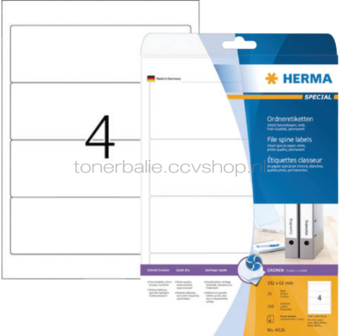 Herma 5095 Permanente Papieretiket 192 x 61mm wit