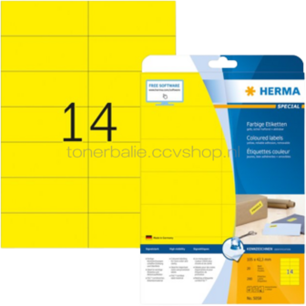 Herma 5058 Verwijderbare papieretiket 105 x 42,3mm geel