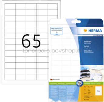 Herma 5027 permanente papieretiket 38,1 x 21,2mm wit