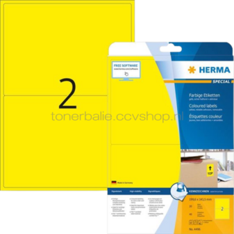 Herma 4496 Verwijderbare Papieretiket 199,6 x 143,5mm geel