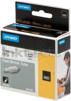 Dymo ID1 Heat shrink 18055 zwart op wit breedte 12 mm