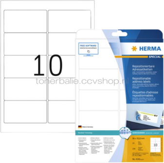 Herma 8018 Permanente stickers 96 x 50,8mm transparant