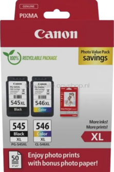 Canon PG-545XL / CL-546XL multipack met fotopapier zwart en kleur