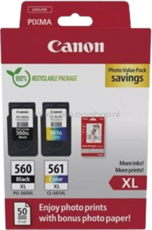 Canon PG-560XL / CL-561XL Multipack met fotopapier zwart en kleur