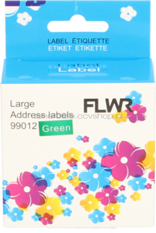 FLWR Dymo 99012 adreslabel 36 mm x 89 mm  groen