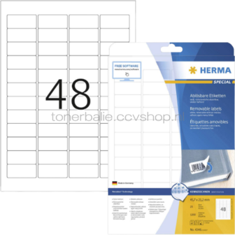 Herma 4346 Verwijderbare Papieretiket 45,7 x 21,2mm wit