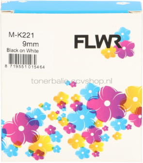 FLWR Brother MK-221 zwart op wit breedte 9 mm