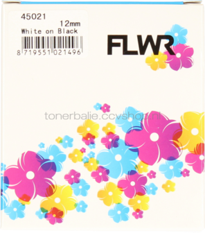 FLWR Dymo 45021 wit op zwart breedte 12 mm