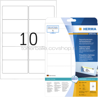 Herma 4349 Verwijderbare papieretiket 96 x 50,8 mm wit