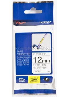 Brother TZE-FX231 flexible tape zwart op wit breedte 12 mm