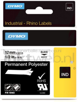 Dymo S0718210 zwart op wit breedte 12 mm