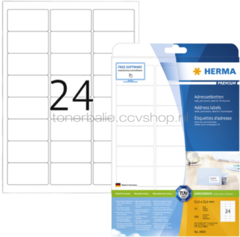 Herma 4500 Premium Permanente papieretiket 63,5 x 33,9mm wit