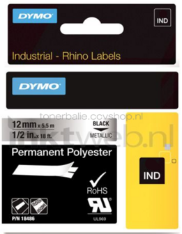 Dymo S0718180 zwart op  breedte 12 mm