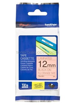 Brother TZE-B31 zwart op oranje breedte 12 mm