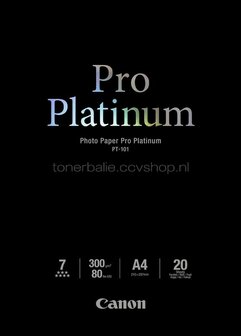 Canon PT-101 Professioneel Fotopapier Platinum Glans | A4 | 300 gr/m&sup2; 20 stuks