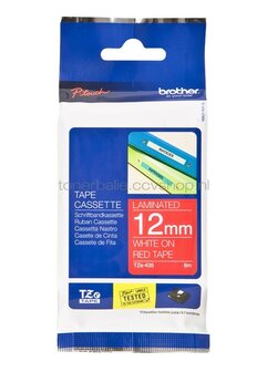 Brother TZE-435 wit op rood breedte 12 mm