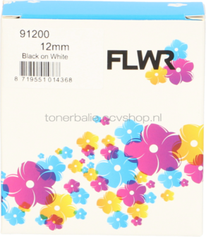FLWR Dymo 91200 zwart op wit breedte 12 mm