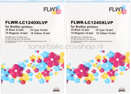FLWR Brother LC-1240XL Multipack (2 sets) zwart en kleur