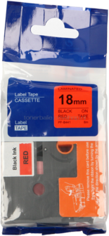 Huismerk Brother TZE-441 zwart op rood breedte 18 mm
