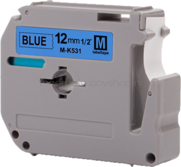 FLWR Brother MK-531 zwart op blauw breedte 12 mm