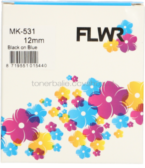 FLWR Brother MK-531 zwart op blauw breedte 12 mm