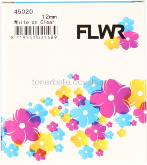 FLWR Dymo 45020 wit op transparant breedte 12 mm