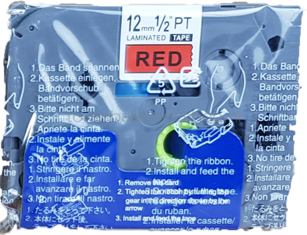 Huismerk Brother TZe-431 zwart op rood breedte 12 mm