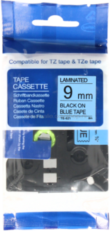 Huismerk Brother TZE-521 zwart op blauw breedte 9 mm