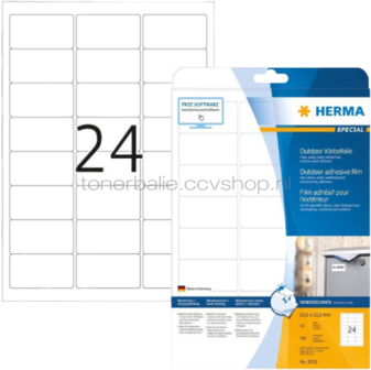 Herma 9532 outdoor etiketten met ronde hoeken 63,5x33,9 mm wit
