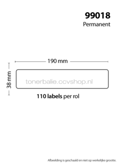 FLWR Dymo 99018 klein 38 mm x 190 mm  wit