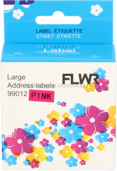 FLWR Dymo 99012 adreslabel 89 mm x 36 mm  roze