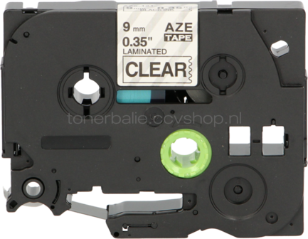 FLWR Brother TZe-121 zwart op transparant breedte 9 mm