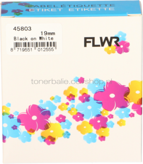FLWR Dymo 45803 zwart op wit breedte 19 mm