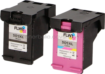 FLWR HP 305XL 2-pack zwart en kleur